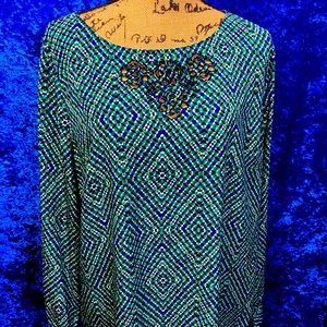 👚ALEX MARIE BLUE & GREEN BLOUSE